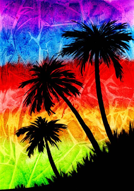 Rainbow Palm Tree Silhouettes von Sebastian  Grafmann