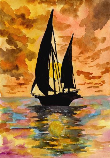 Segelboot und Sonnenuntergang 2022