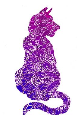Purple Mandala Cat Silhouette