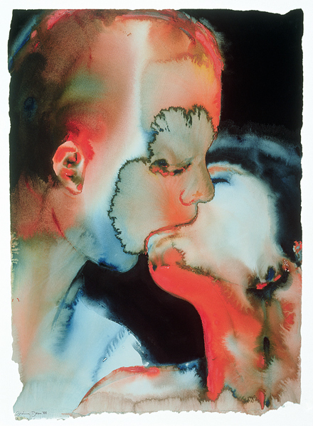 Close-up Kiss, 1988 (w/c on paper)  von Graham  Dean
