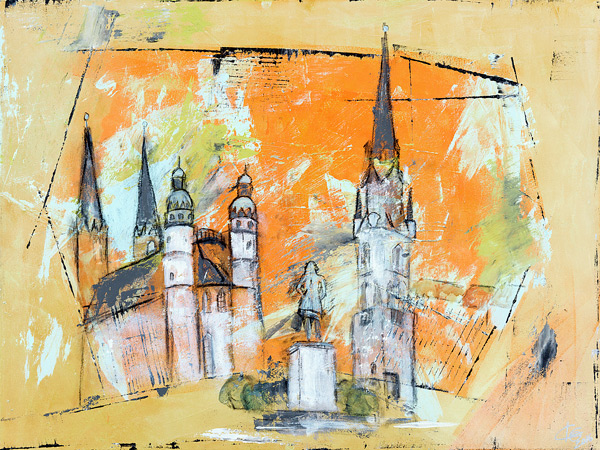 Haendel schaut auf seine Geburtsstadt Halle Saale von Karin Greife