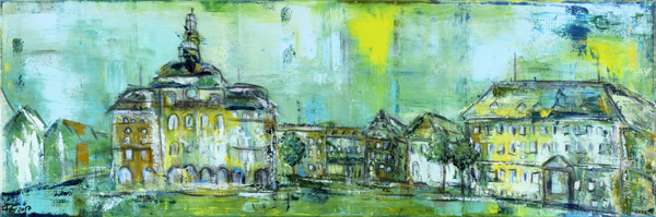 Rathaus und Markt Lüneburg grün von Karin Greife