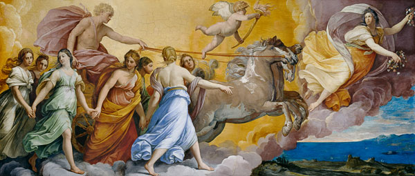 Aurora (Apoll folgt der voraneilenden Aurora in seinem Wagen) von Guido Reni