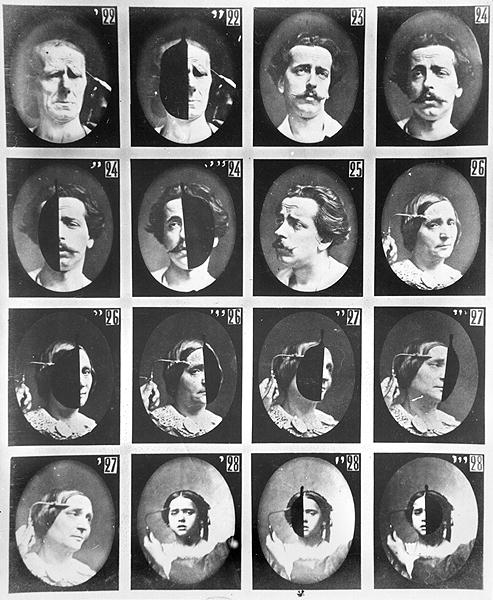 Physiognomical studies, from 22 to 28, from ''Mecanisme de la Physionomie humaine ou analyse electro von Guillaune Benjamin Duchenne de Boulogne