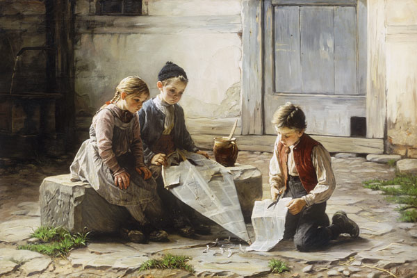 Beim Reparieren des Drachens von Gustav Igler