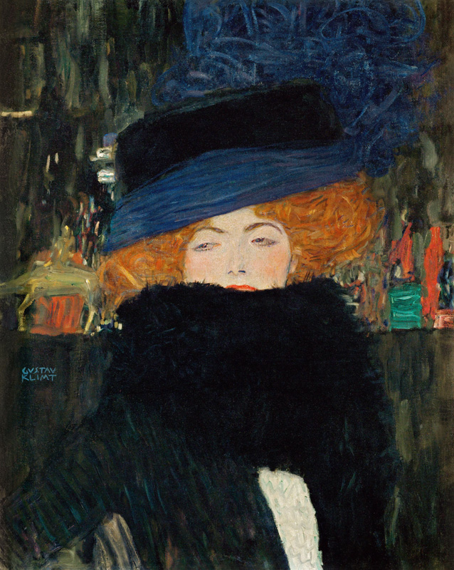 Dame mit Hut und Boa von Gustav Klimt