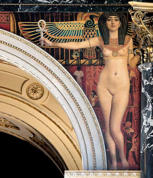 Ägypten I. Zwickelbild an der Nordseite des Stiegenhauses im Kunsthistorischen Museum von Gustav Klimt