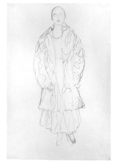 Stehende Frau mit Mantel von Gustav Klimt