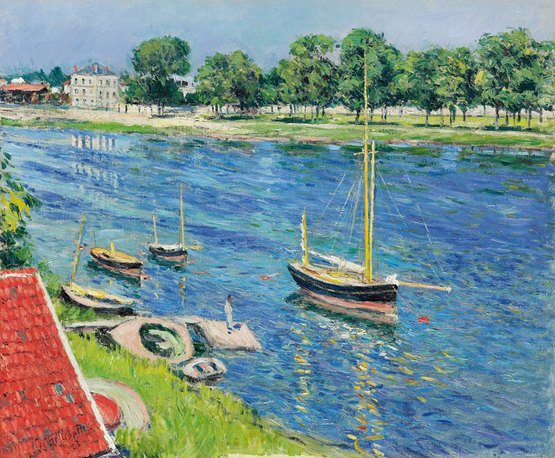 Boote vor Anker auf der Seine bei Argenteuil von Gustave Caillebotte