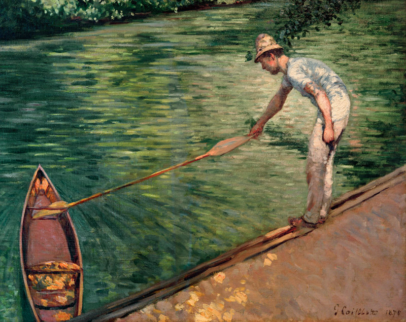 Paddler zieht sein Boot von Gustave Caillebotte