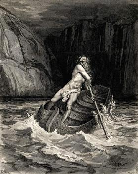 Die Ankunft Charons. Illustration zur Dante Alighieris Göttlicher Komödie