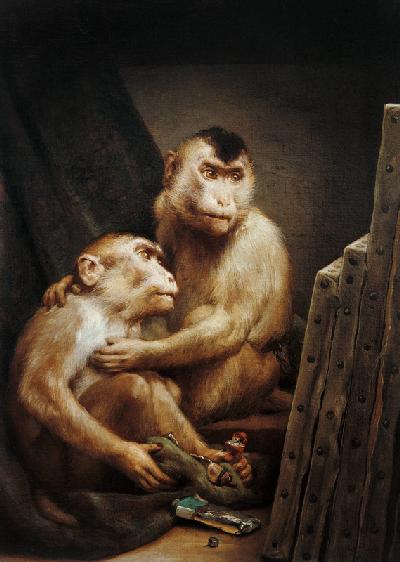 Affen betrachten Gemälde
