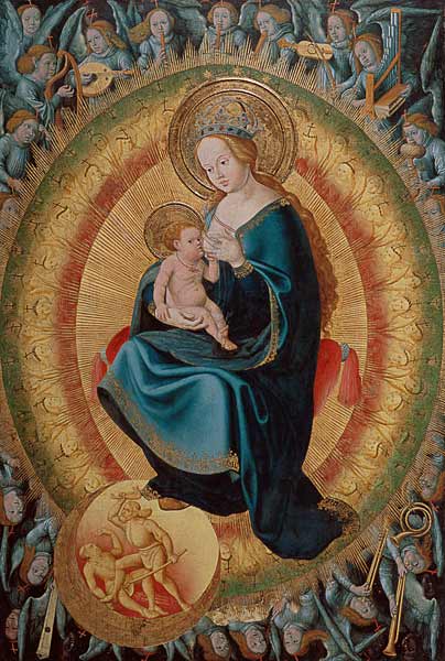 Hans Fries, Maria, das Kind stillend.. von Hans Fries