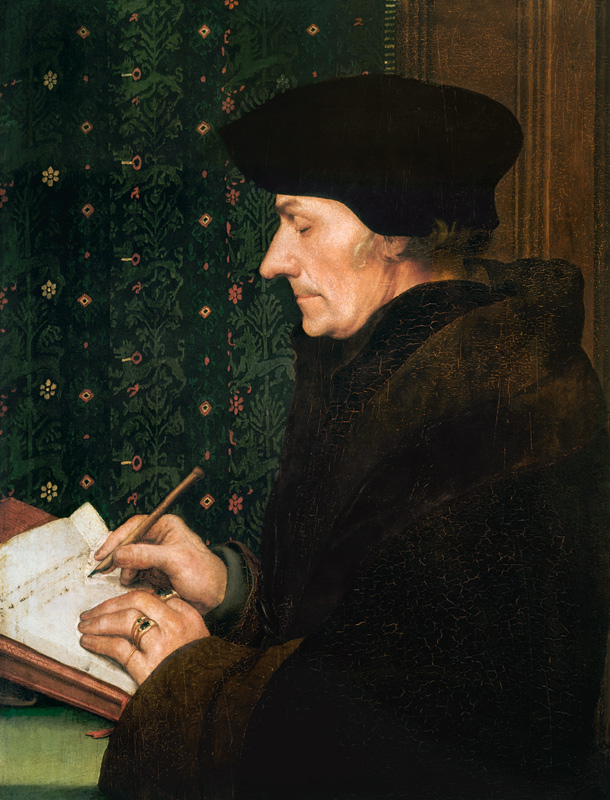 Erasmus von Rotterdam am Schreibpult von Hans Holbein der Jüngere