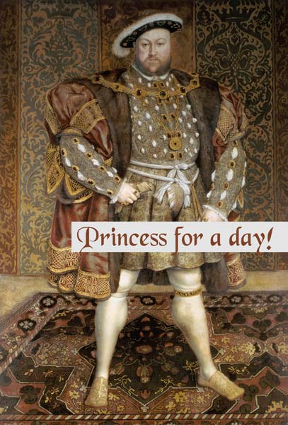 Portrait of Henry VIII (1491-1547) in a Jewelled Chain and Fur Robes mit Worten von Hans Holbein der Jüngere