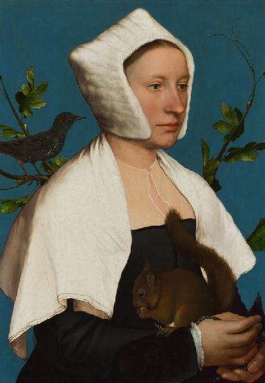 Lady with a Squirrel and a Starling