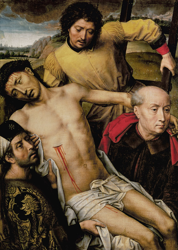 Descent from the Cross, left hand panel from the Deposition Diptych von Hans Memling