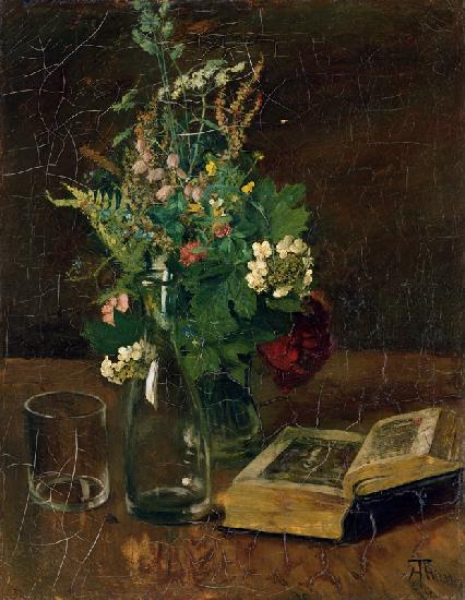 Still Life with a Bunch of Flowers and a Bible