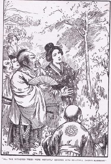 All the withered trees were instantly covered with beautiful cherry blossom (The Old Man who made Wi