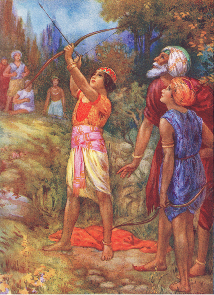 Then shout cried the old man reluctantly. From the Adventurous Brethren, illustration fromChildrens  von Harry George Theaker