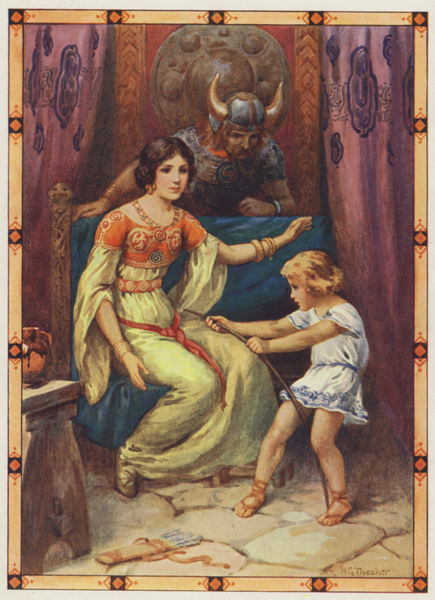 The child showed signs of amazing strength, The Tyrant of the Isles von Harry George Theaker