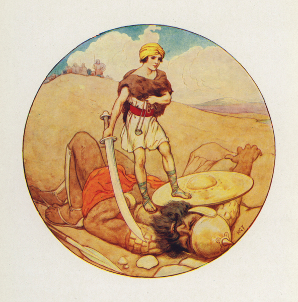 David seized the giants own sword and cut off Goliaths head von Harry George Theaker