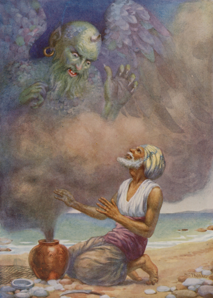 The Genie escapes from the Vase von Harry George Theaker