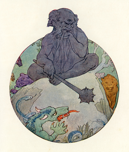 The Great Black Giant scowled at Sir Gawaine von Harry George Theaker