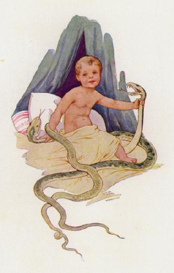 The baby Hercules strangling the snakes