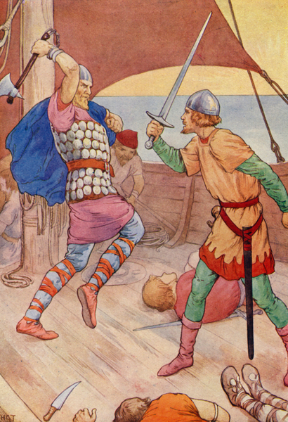 The pirate chief leaped out at Robin von Harry George Theaker