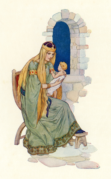 The Queen with Little Lancelot von Harry George Theaker