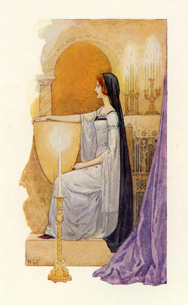 A most beautiful lady seen by Sir Gawaine von Harry George Theaker