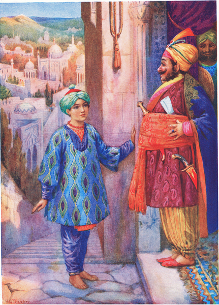 He demanded an audience of the Grand Vizier. From the Boy who could see Footsteps, illustration from von Harry George Theaker