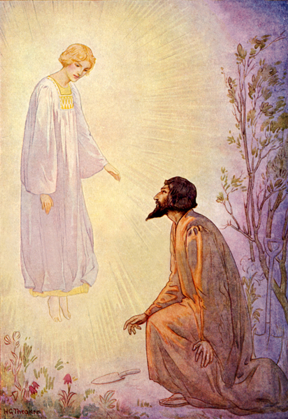 Joseph visited by a beautiful spirit von Harry George Theaker