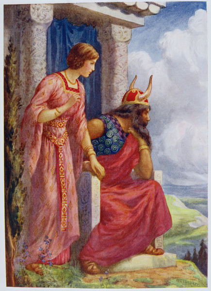 Odin and Frigga from Asgard and its King illustrated for Childrens Stories from the Northern Legends von Harry George Theaker