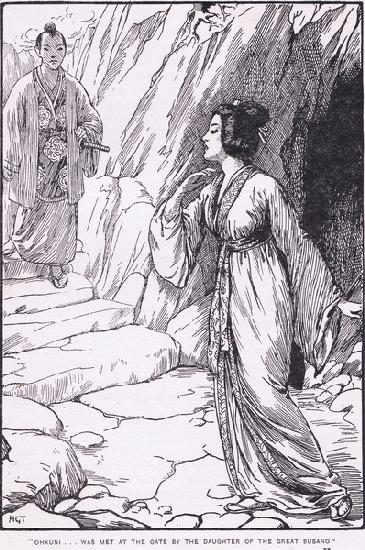 Okhuni?was met at the gate by the daughter of the great Susano (from Susano and Ohkuni)