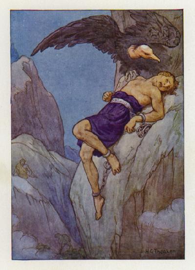 Prometheus chained to a rock