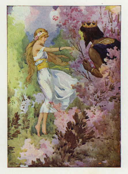 Proserpine dancing among the lilies, watched by a great King von Harry George Theaker