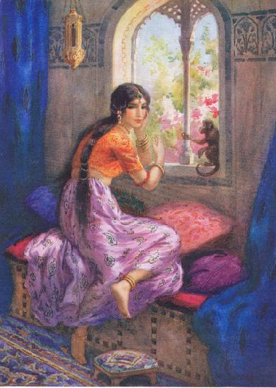 Rama: Whispered Hanuman once more. From the Adventures of Rama and Sita, illustration fromChildrens 