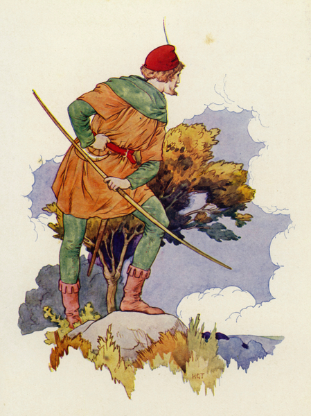 Robin spied on the gathering at Guys grange from a distance von Harry George Theaker