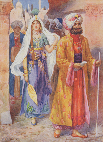 Sinbad Brings Gifts to the Caliph, illustration from Childrens Stories from the Arabian Nights, by R von Harry George Theaker