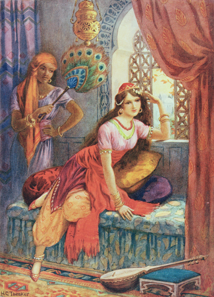 Sinbads Bride, illustration from Childrens Stories from the Arabian Nights, by Rose Yeatman Woolf, c von Harry George Theaker