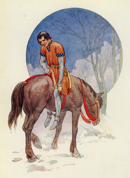 Thus Guy rode off, facing toward them, his feet lashed tightly under the horse von Harry George Theaker