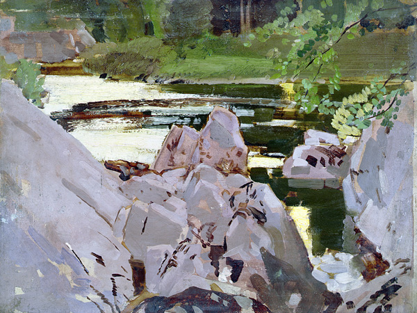 Evening by the river (panel) von Harry Watson