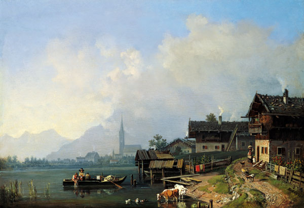 Oberbayerischer Gebirgssee (Tegernsee?) von Heinrich Bürkel