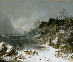 Die Häuser von Rattenberg im Winter