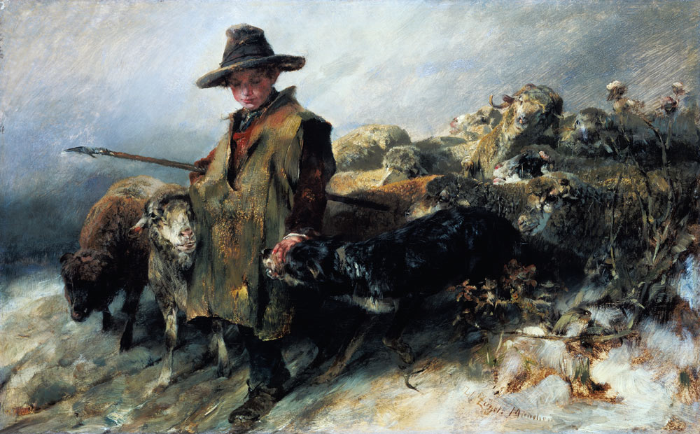 Kleiner Schäfer im Schnee von Heinrich von Zügel