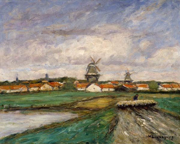 Dorfansicht mit Windmühle von Helmuth Liesegang