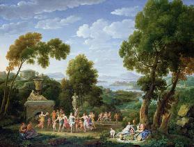 A Wooded Italianate Landscape with Nymphs Dancing