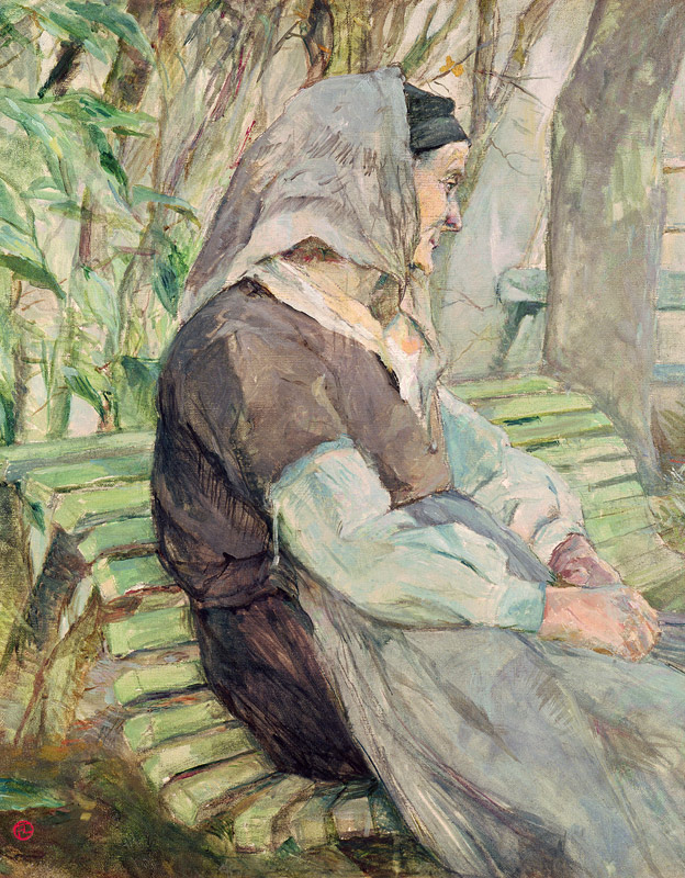 Old Woman Seated on a Bench in Celeyran von Henri de Toulouse-Lautrec